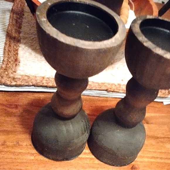 2-PIECE OMBRE WOODEN CANDLE HOLDERS - Picture 5 of 5